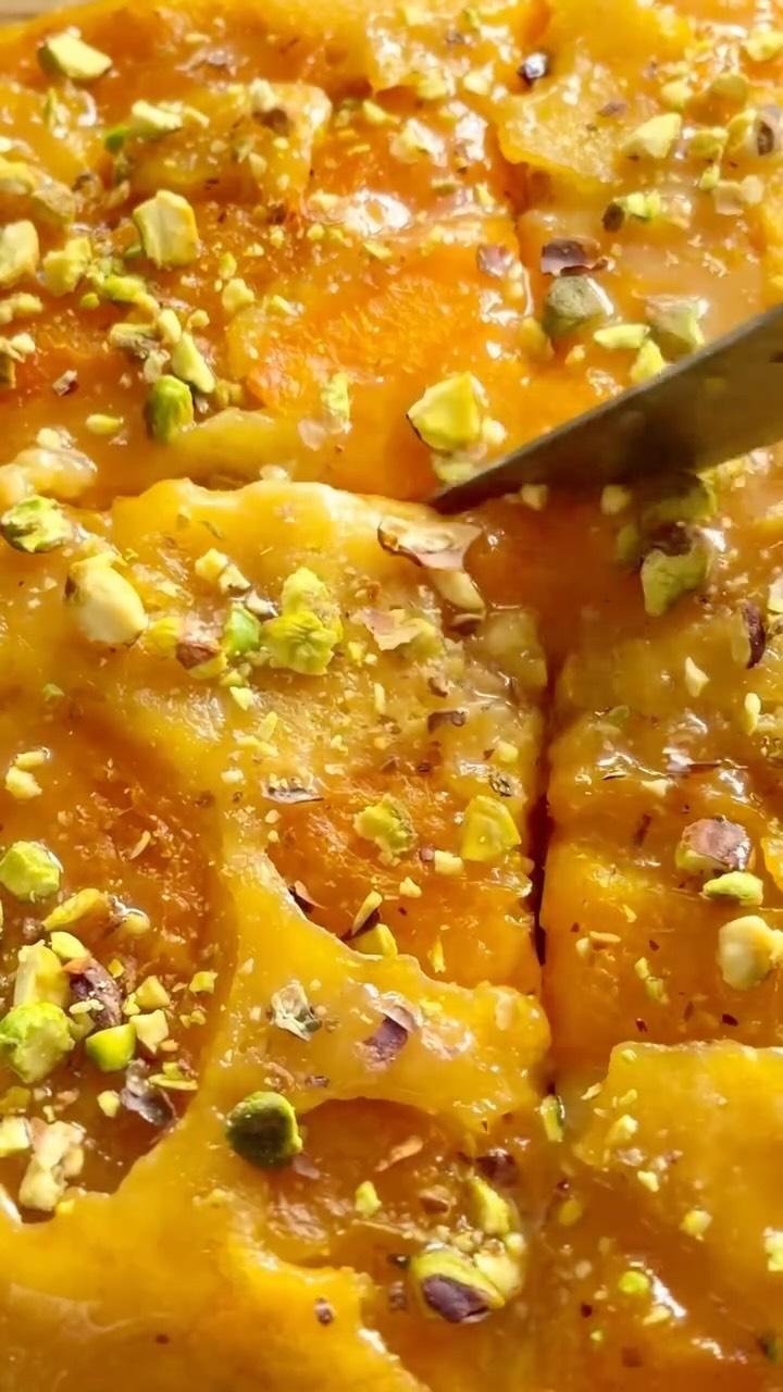 Apricot olive oil upside-down cake