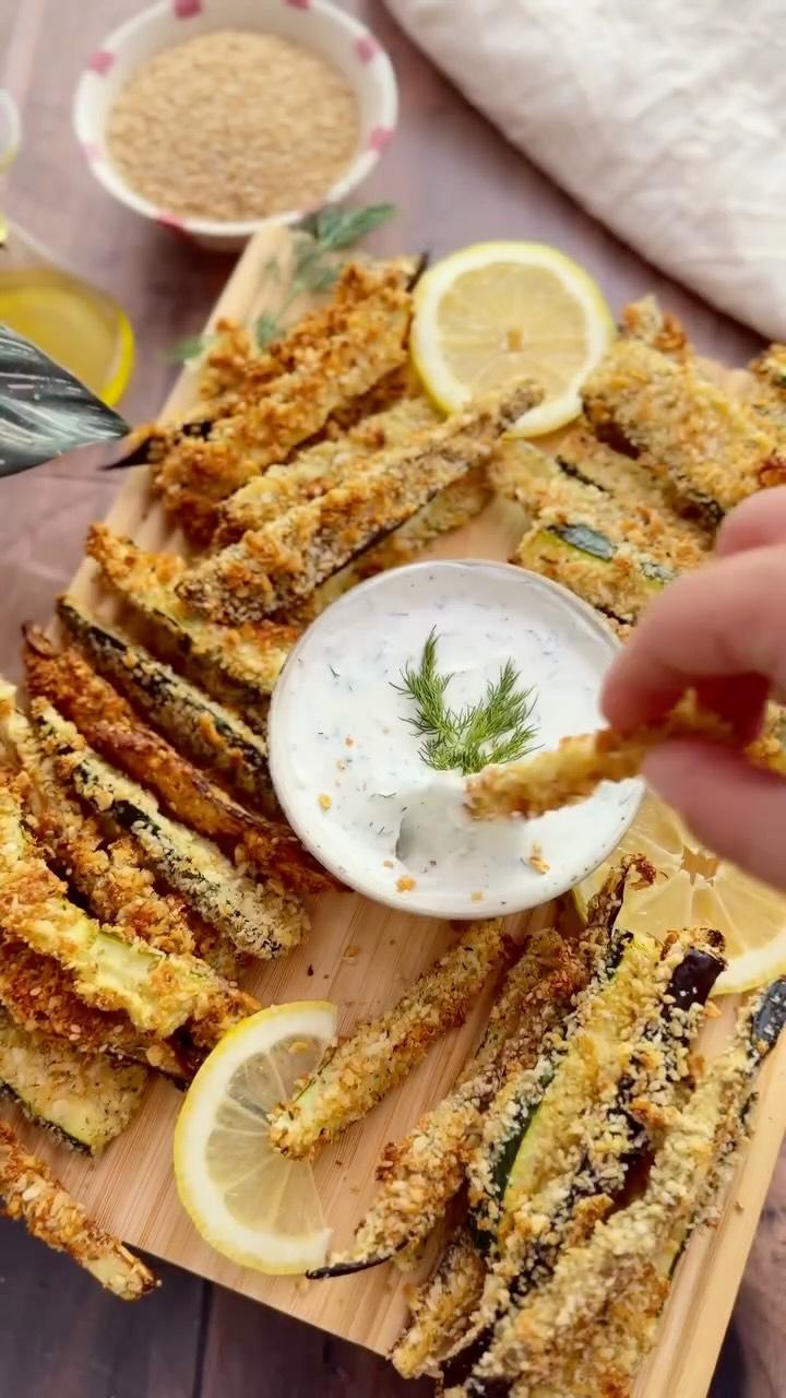 Crispy baked zucchini & aubergine fries