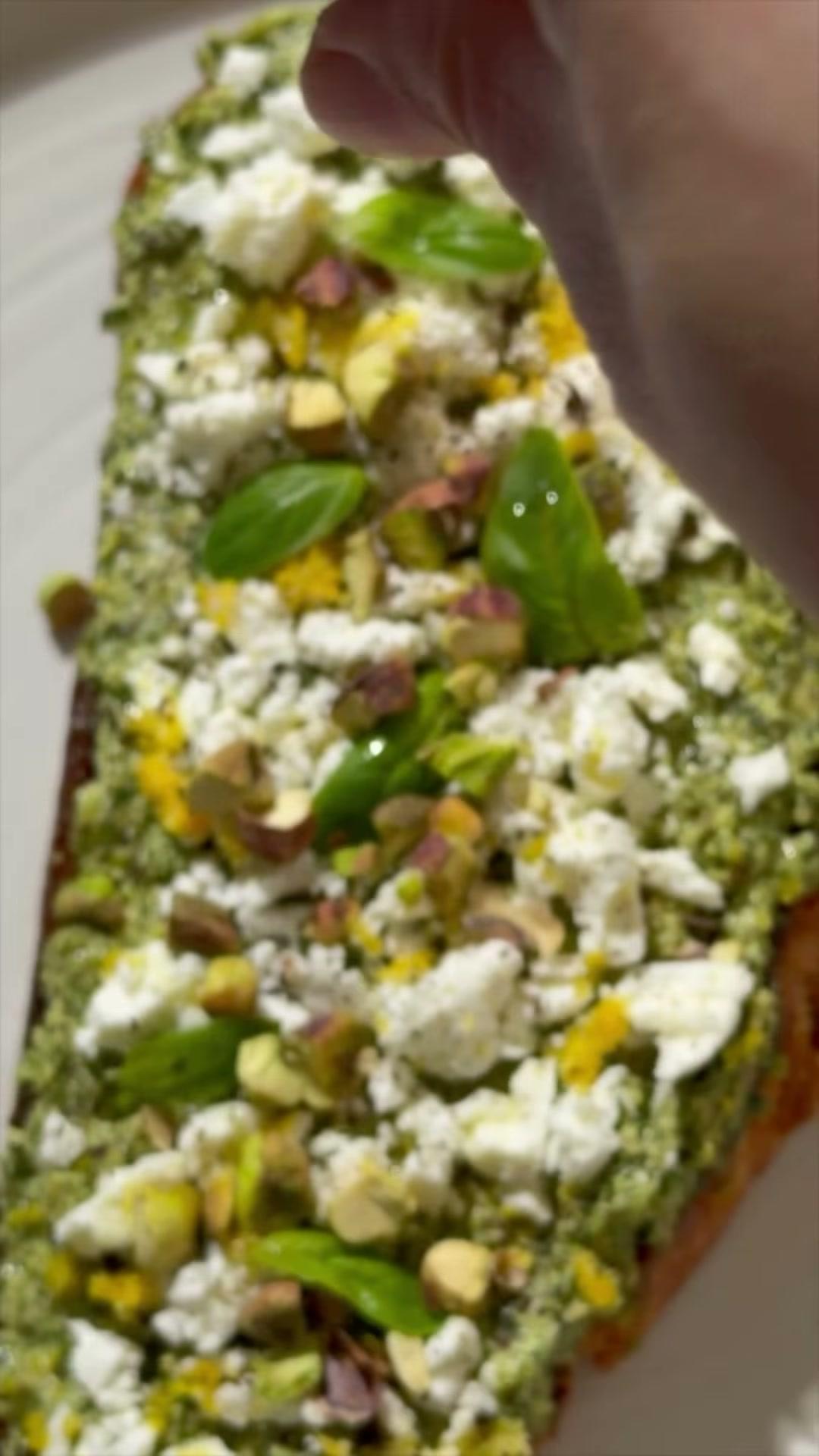 Pistachio + Feta Pesto on Toast