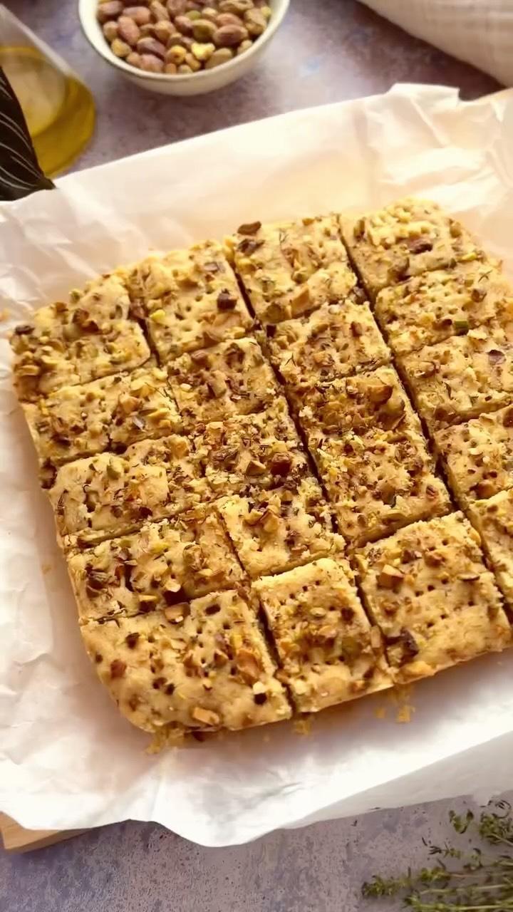 Pistachio, parmesan & lemon savory shortbread